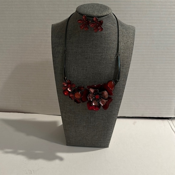 Fashion Jewelry Dark Red necklace set NEW - Picture 2 of 7